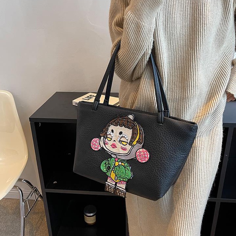 Túi Đeo Vai Cỡ Lớn Họa Tiết Hoạt Hình Đơn Giản Phong Cách Hàn Quốc Cho Nữ