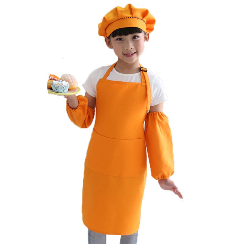 Set 3 Tạp Dề Nấu Ăn Có Tay Áo Và Nón Cho Bé Trai Bé Gái