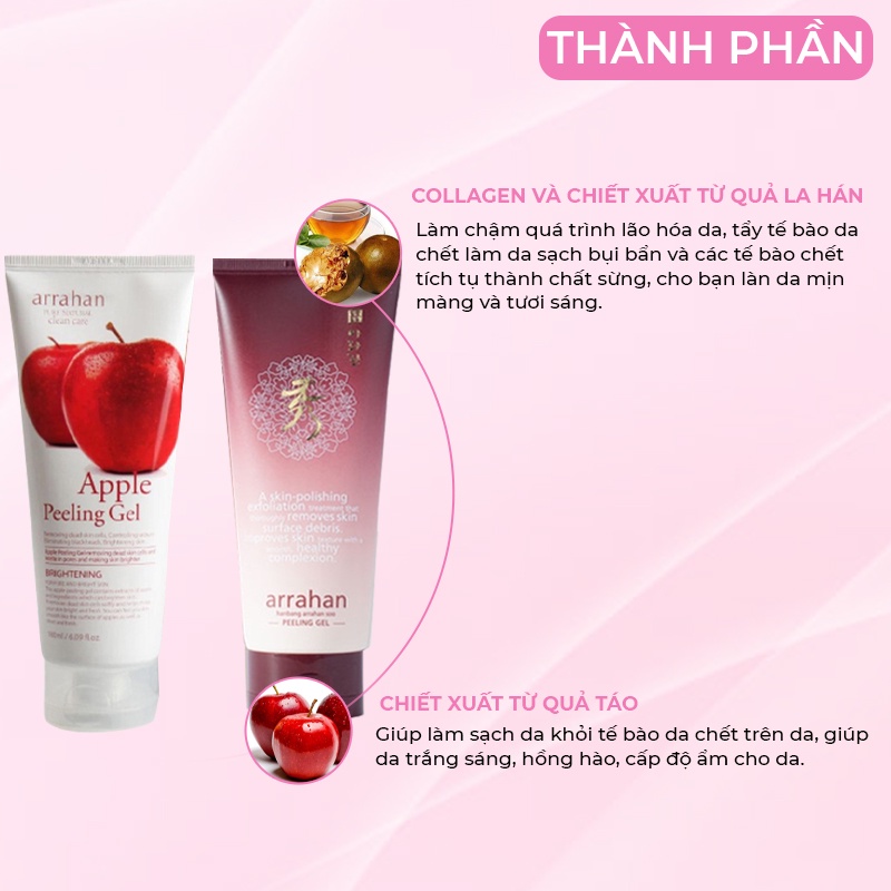 Tẩy Da Chết Dạng Gel Chiết Xuất Từ Các Loại Hoa Và Quả Arrahan Hàn Quốc Peeling Gel 180ml Giúp Sạch Khuẩn & Trắng Da