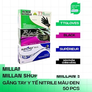 (LOẠI TỐT)Găng tay y tế KHÔNG BỘT màu ĐEN - XANH (50pcs)