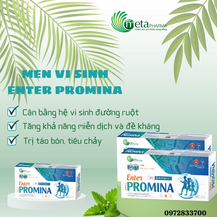 (META) Men vi sinh ENTERPROMINA, Cân bằng hệ vi sinh đường ruột, bảo vệ hệ tiêu hoá cho trẻ (hộp 20 ống*10ml)