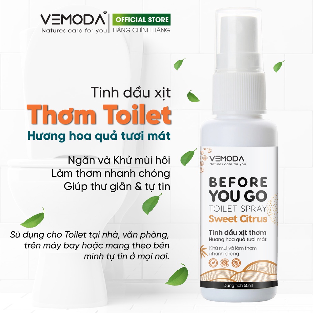 Chai Xịt khử mùi Toilet, giúp làm thơm nhanh chóng. Xịt Bẫy Mùi Toilet Before You Go Toilet Spray Vemoda