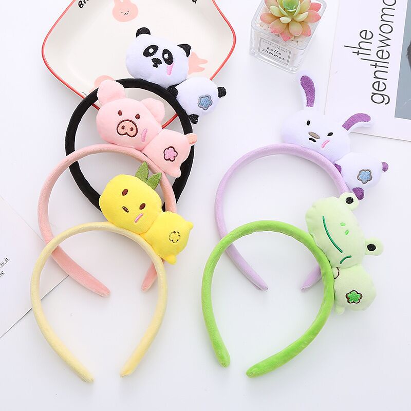 Băng Đô Cài Tóc Chống Trượt Hình Thỏ / Heo Nhồi Bông Dễ Thương