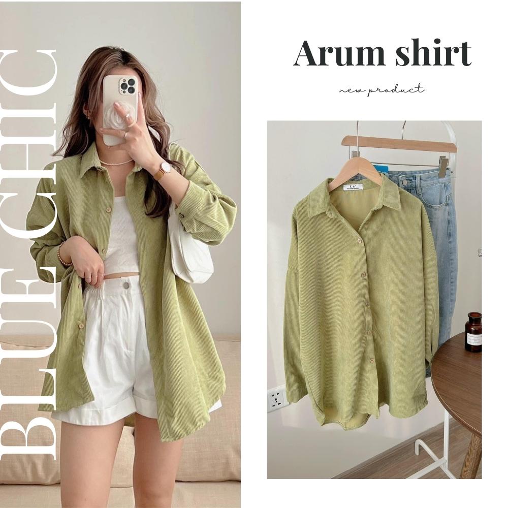 Áo sơ mi len nhung khoác ngoài dài tay cho nữ | ARUM SHIRT - BLUE CHIC