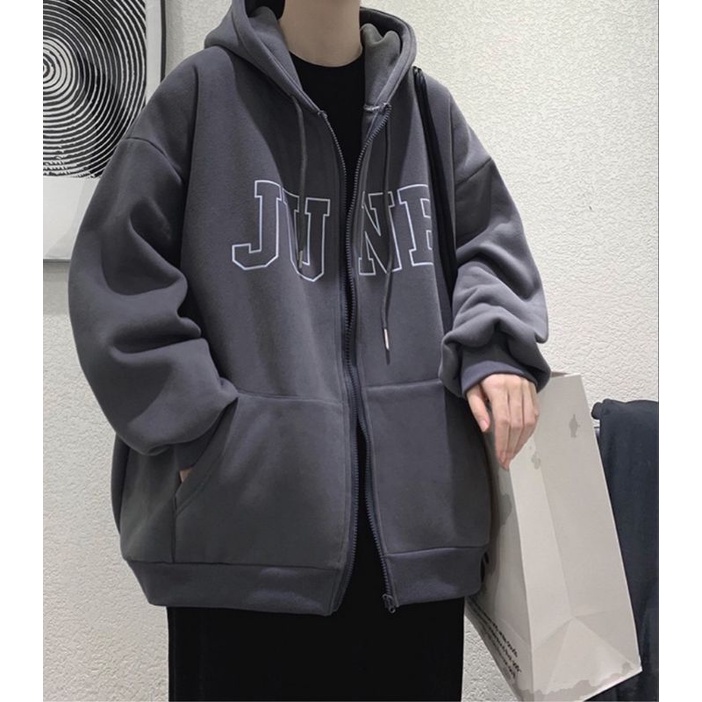 Áo khoác hoodie nỉ  nam nữ form rộng khóa kéo ,dây kéo