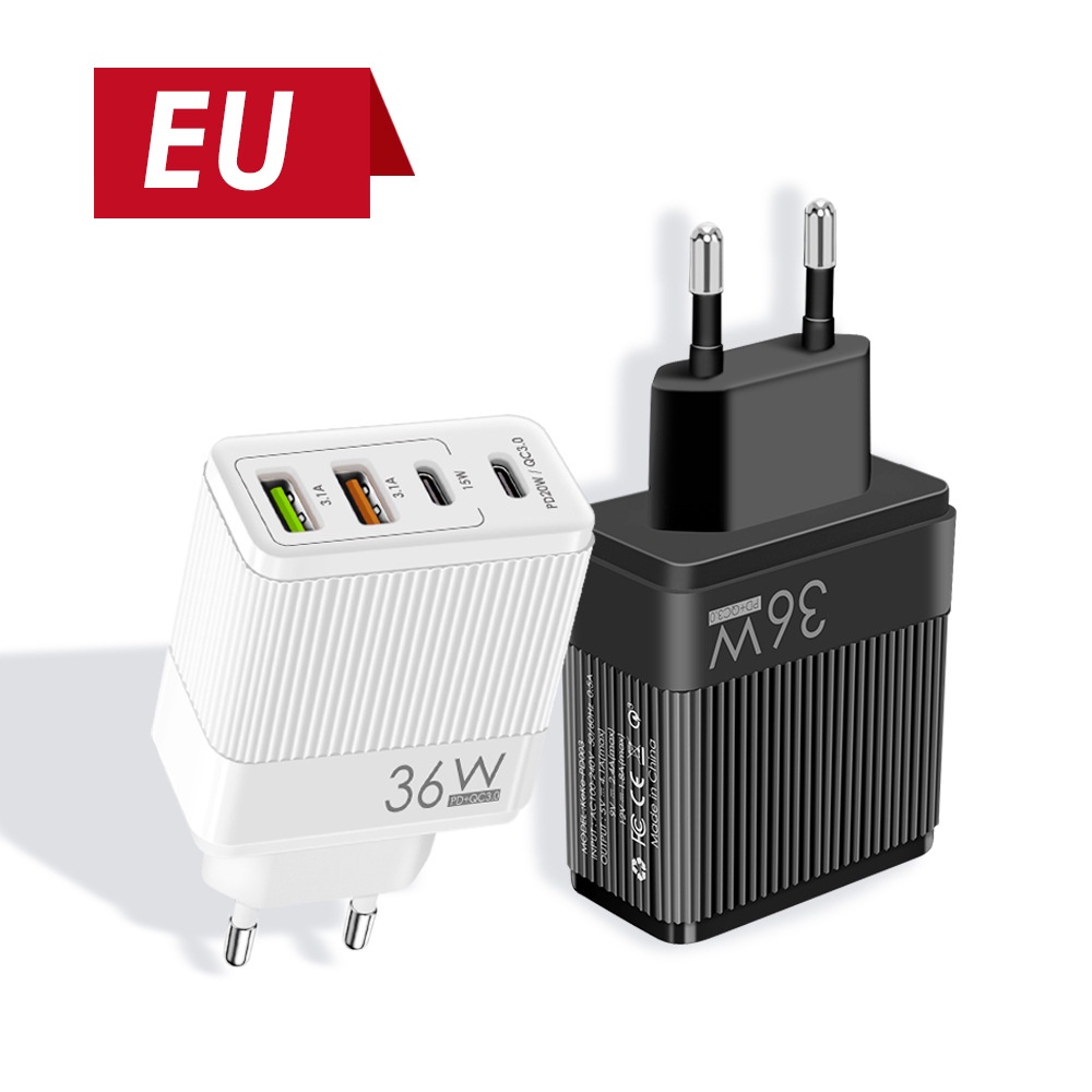 Củ Sạc Điện Thoại Nhanh 36W 5V4A 2PD + 2 Cổng Usb