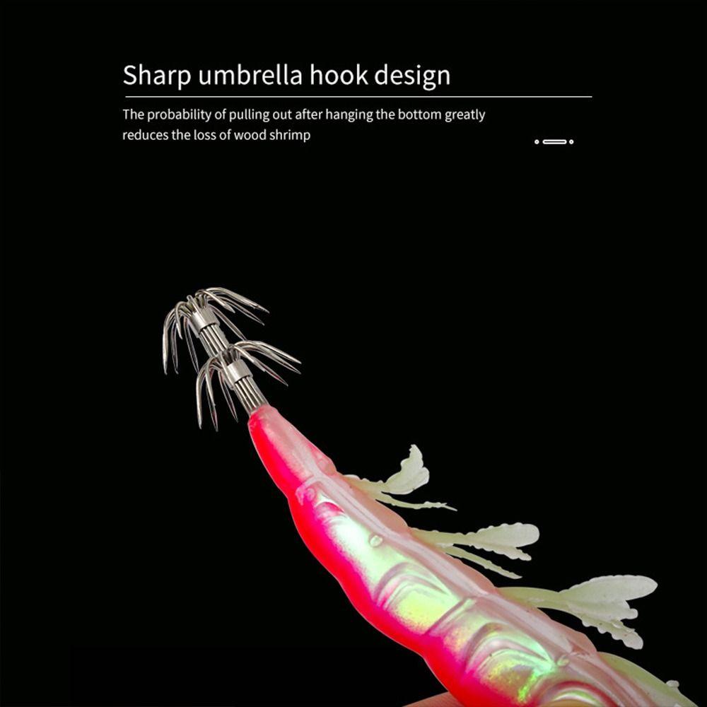 SHOUKEY Mồi Câu Cá Giả Hình Tôm Bằng Gỗ Phát Sáng Sống Động