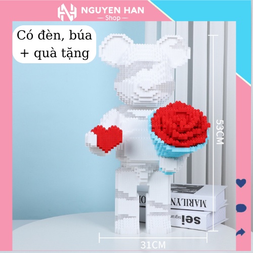 lego mô hình lắp ráp hộp gấu bearbrick tặng hoa giá rẻ size lớn 35cm 47cm 50cm 55cm 90cm 1m cực hot