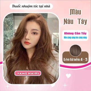 Thuốc nhuộm tóc nâu tây không tẩy tặng bát lược, gang tay, trợ nhuộm - thuốc nhuộm tóc tại nhà