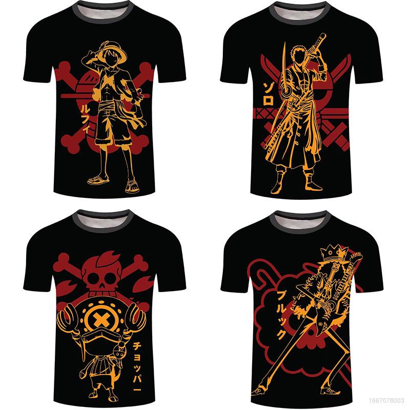 Áo Thun Dáng Rộng Tay Ngắn In Hình Anime ONE PIECE Luffy Zoro Chopper Cỡ Lớn Cho Nam Và Nữ