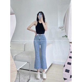  Quần jean nữ ống loe dáng dài cạp cao chất co dãn siêu tôn dáng Emilyshop (J)