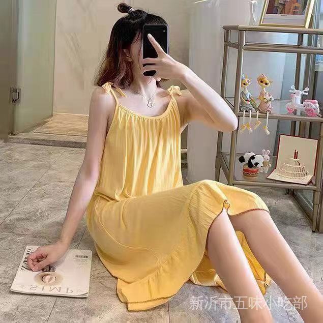 Đầm Ngủ Hai Dây Dáng Dài Phong Cách Nhật Bản Dễ Thương Thời Trang Xuân Hè Cho Nữ
