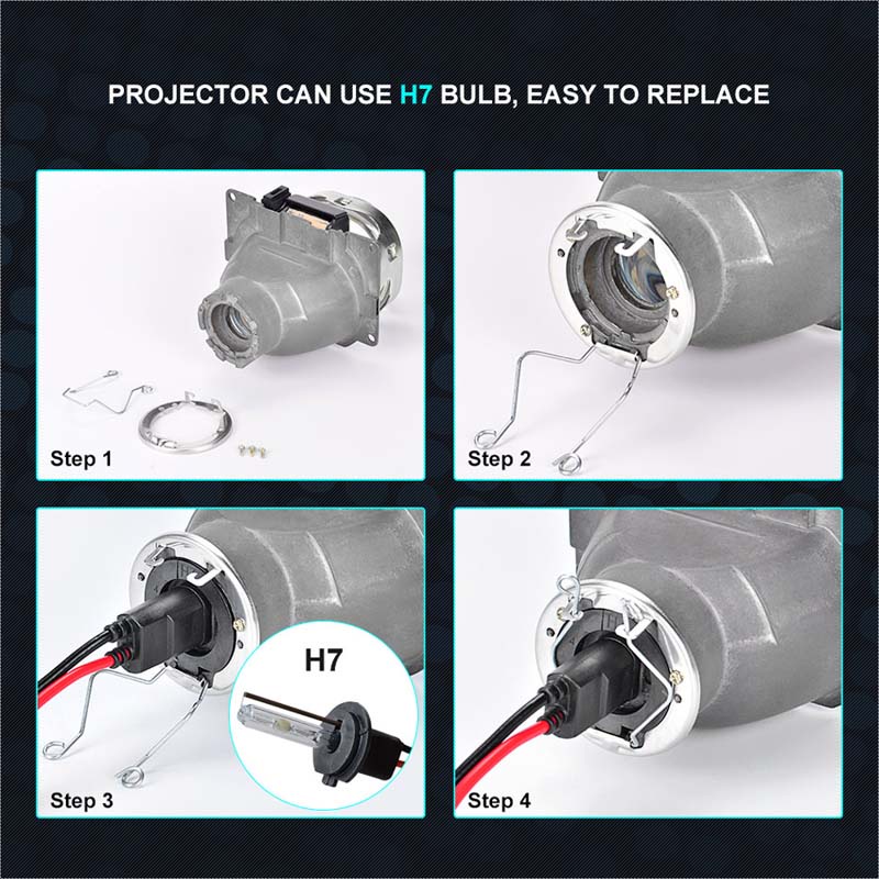 Đèn Pha Xenon 3.0 Inch Q5 H7 HID Xenon Bóng LED Bằng Kim Loại Dành Cho Xe Hơi