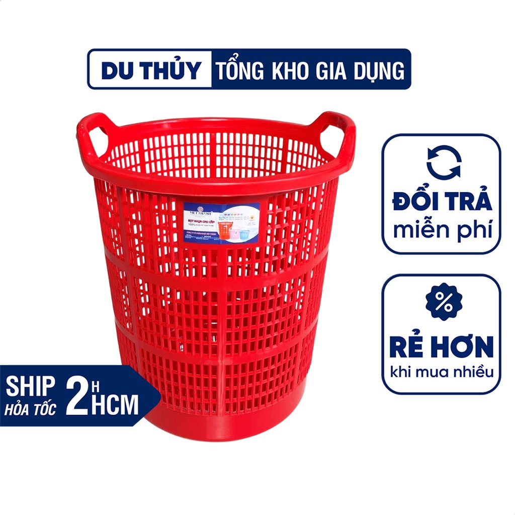 Sọt nhựa tròn lớn 40cm 53cm nhựa Việt Thành, chất liệu nhựa pp chính phẩm bền chắc, đựng quần áo, kho hàng, đựng rau củ