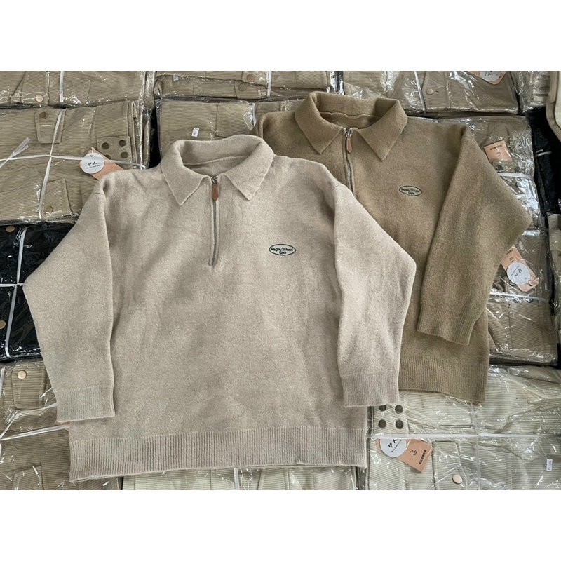 [NEW]ÁO LEN MỊN CỔ POLO KHOÁ KÉO chữ thêu ngực 2610