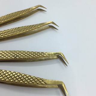 Nhíp volume pakistan caro vàng phủ nhám nano_dụng cụ nối mi_Be Lash