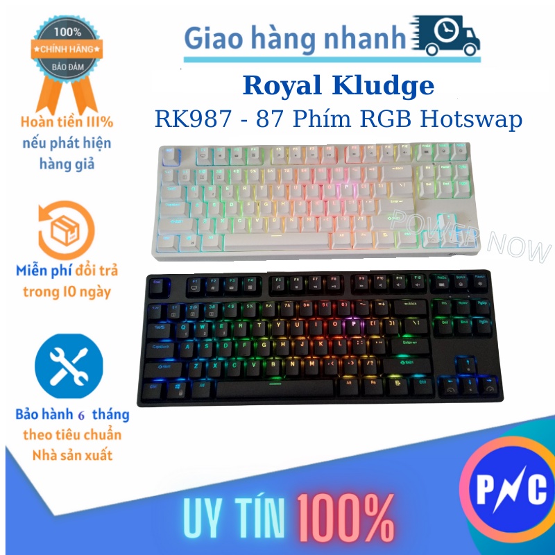 Bàn Phím Cơ Không Dây Hotswap RK987 RGB. TKL 87 Phím, 3 Chế Độ Bluetooth 5.0/ Wifi - Kèm USB Reiceiver/ Có Dây