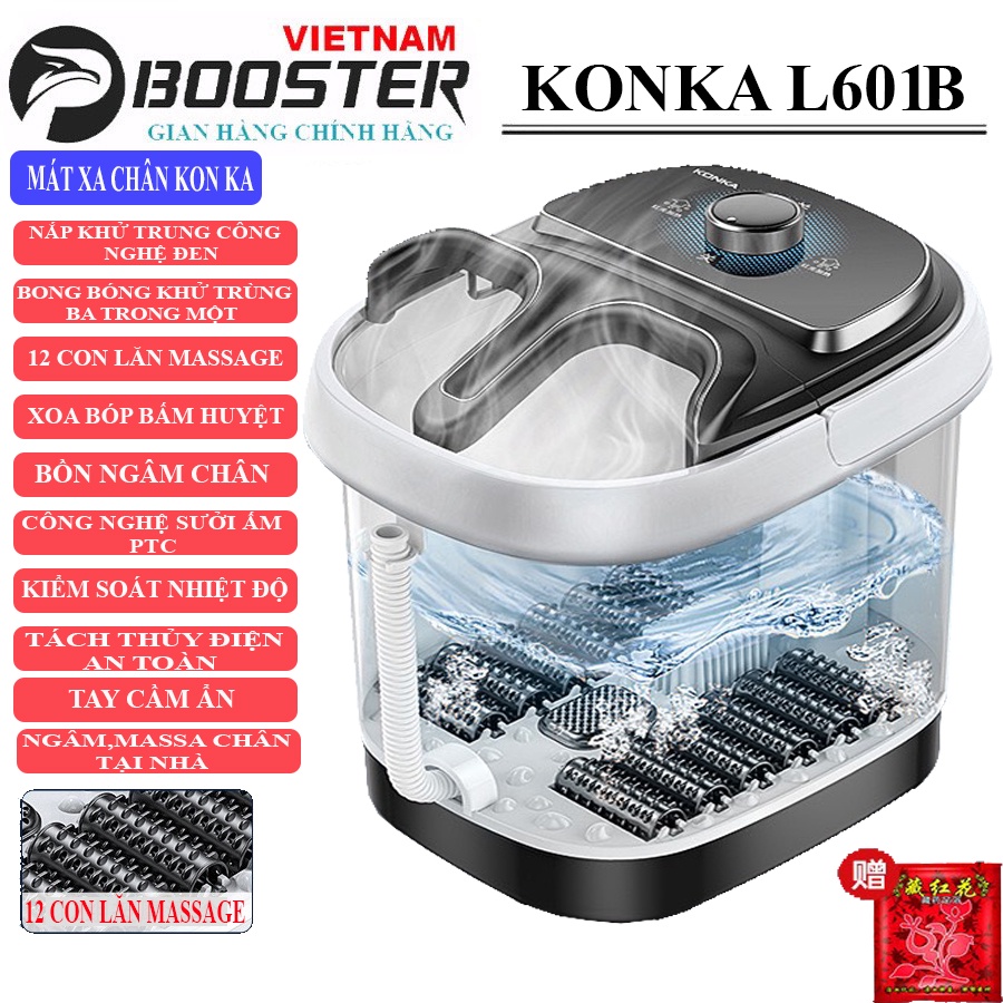 Bồn Ngâm Chân Massage, Máy Massage Ngâm Chân Thải Độc Xoa Bóp Bấm Huyệt Bằng 30 Con Lăn, Tự Động Làm Nóng