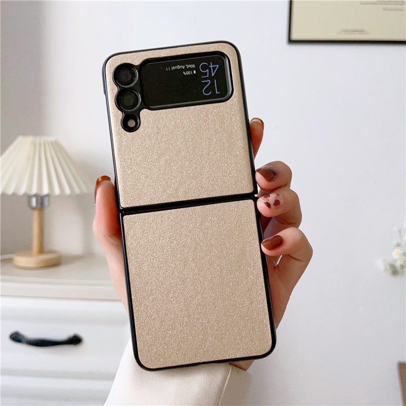 Ốp Điện Thoại Da PU Phối Nhựa Cứng Chống Sốc Sang Trọng Cho Samsung Galaxy Z Flip 3 4 5G Z Flip4 Flip3