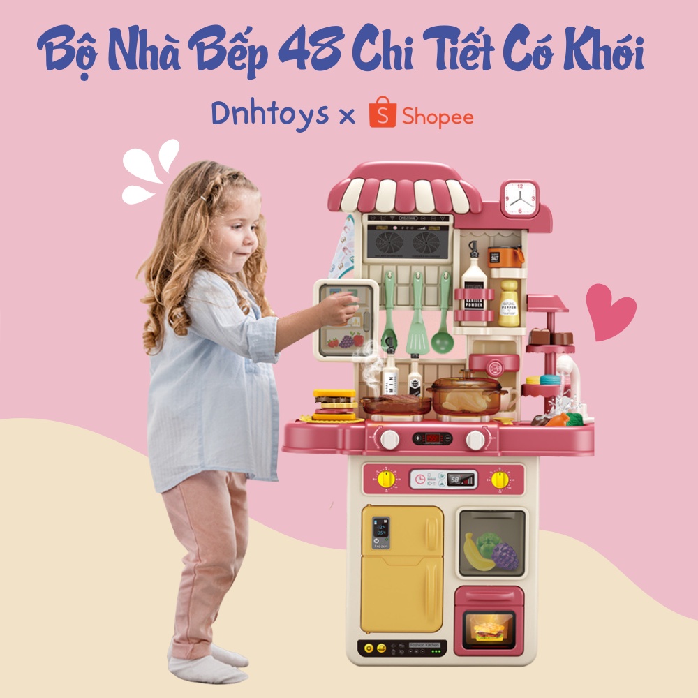 Bộ đồ chơi nấu ăn nhà bếp cỡ lớn nhiều hiệu ứng khói bếp đèn lò nướng, vòi nước rửa rau,đồ chơi nhập vai nhiều chi tiết