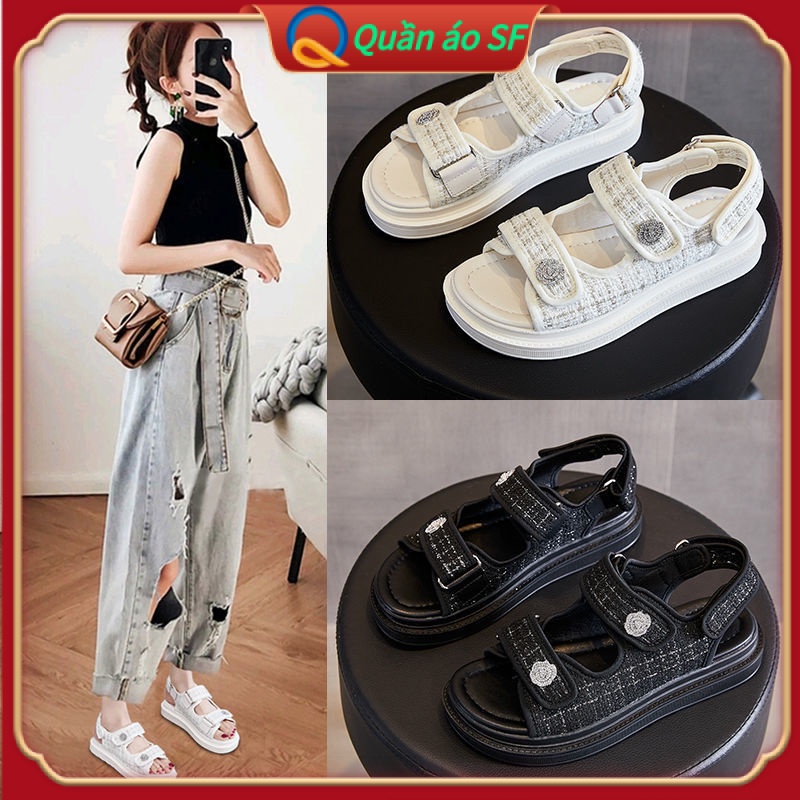 【Quần áo SF】Giá Mới Dép Sandal Thể Thao Quai Dán Dày Dặn Nhẹ Nhàng Đơn Giản Dành Cho Nữ