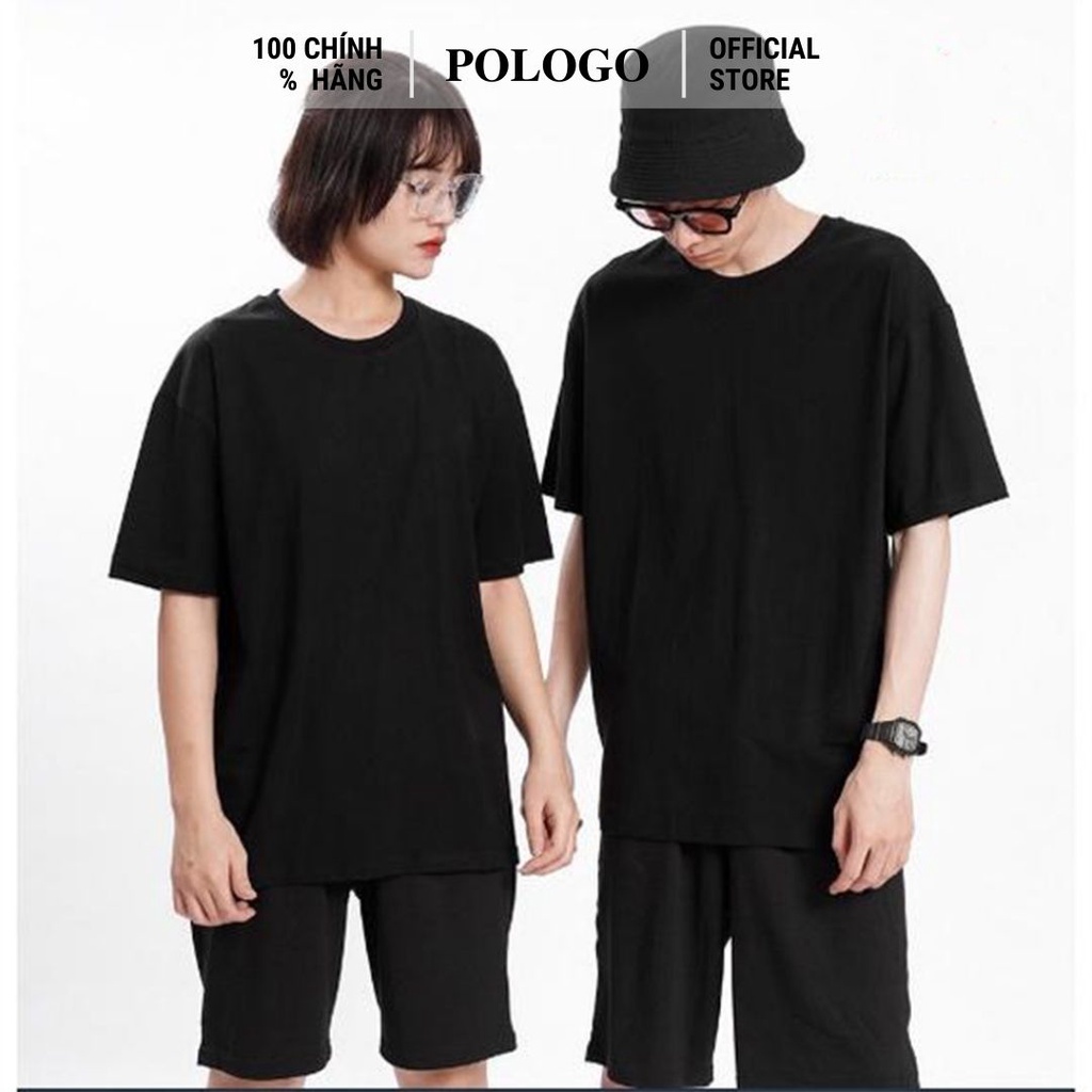 Áo Thun Form Rộng Unisex Trơn Màu Đen Cá Tính 100% Cotton Chính Hãng