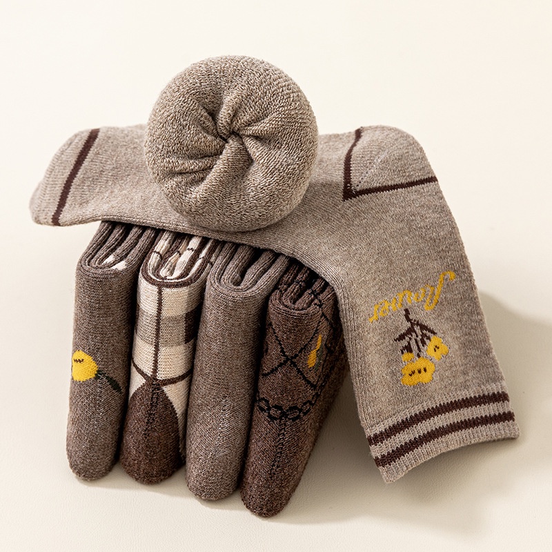 Vớ Cotton Lông Cừu Dày Dặn Giữ Ấm Mùa Thu Đông Phong Cách Nhật Bản Cho Nữ