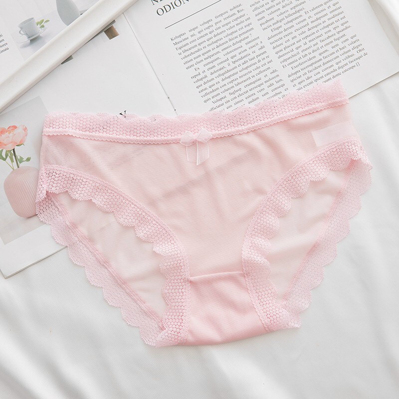Quần lót nữ, quần ren nữ thông hơi, cạp viền nơ siêu xinh QR0238