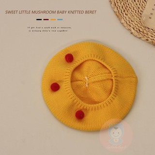 Laa6-dễ thương Mũ nồi nấm tập đi Mũ beanie dệt kim ấm áp mùa đông