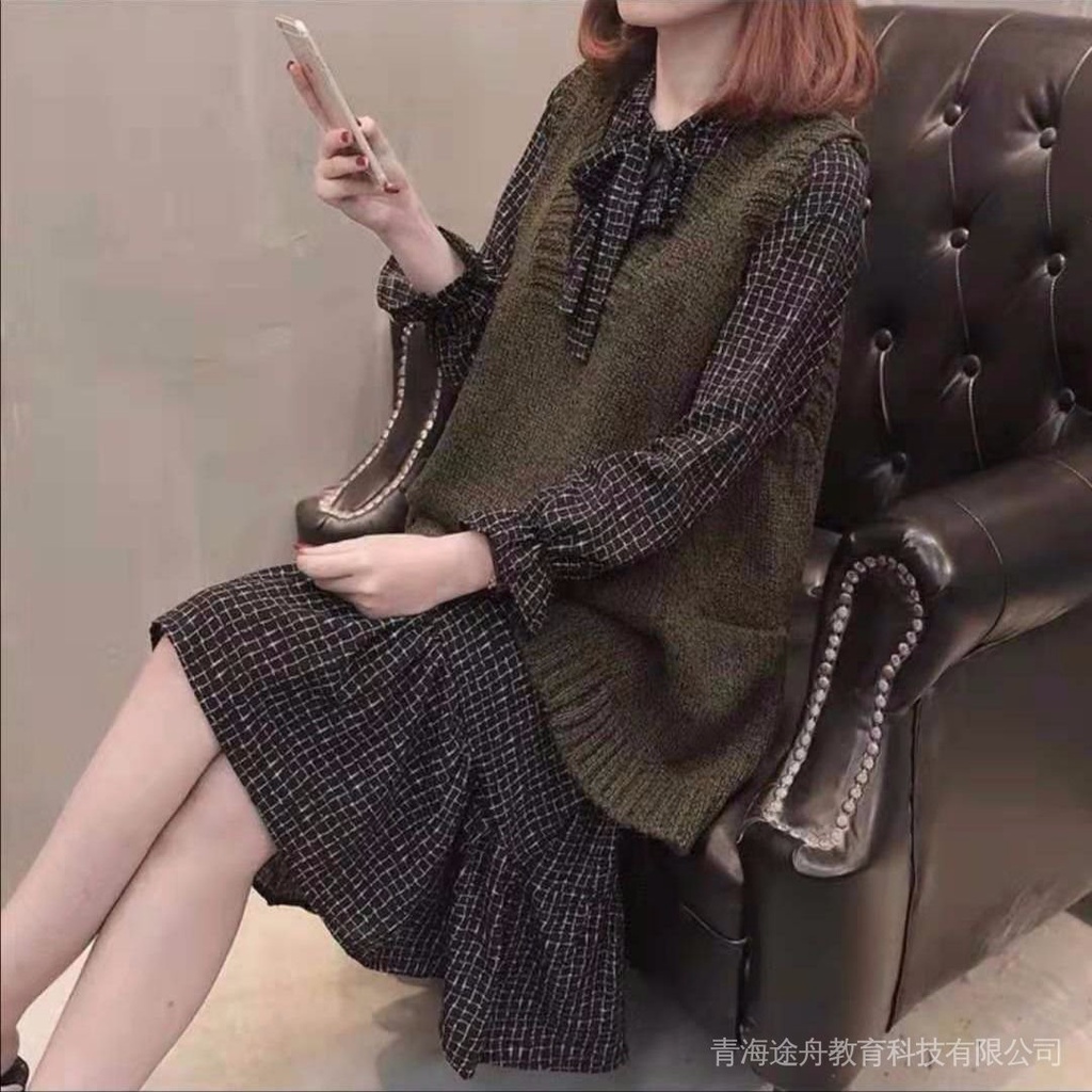 Áo Len Sát Nách Cổ Chữ V Dáng Chữ A Phong Cách Hàn Quốc Thời Trang Xuân Thu Cho Nữ