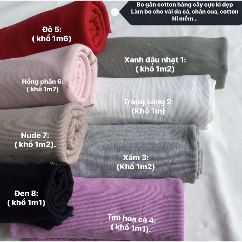 Vải bo gân cotton dùng làm bo áo, may áo may váy chính…