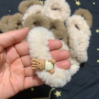 Dây buộc tóc, cột tóc lông siêu mềm mịn đính charm thỏ dễ thương Mun1993