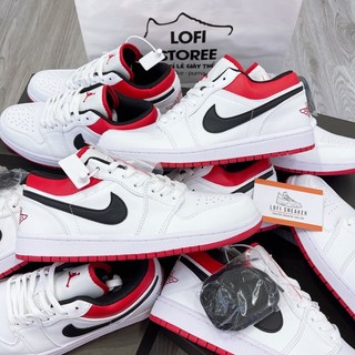 Giày Thể Thao Jo dan Trắng Đỏ Thấp cổ 1/1 Giầy sneaker nam nữ tặng box bill