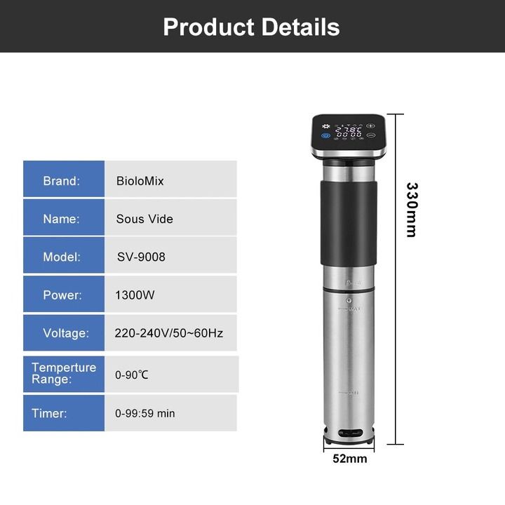 Máy nấu chậm Sous Vide BioloMix SV-9008 - Bảo hành 24 tháng - Nhập khẩu chính hãng