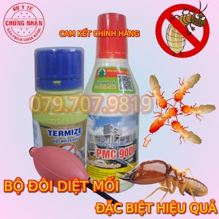 Bộ đôi thuốc diệt mối tận gốc rễ pmc 90dp 100g&termize 200sc 50ml-tặng kèm cây bóp bột