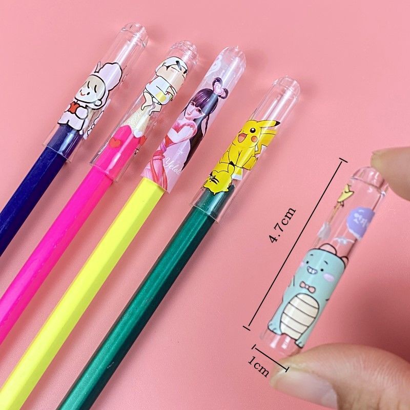 Set 6 Nắp Đậy Bút Chì Họa Tiết Hoạt Hình Dễ Thương