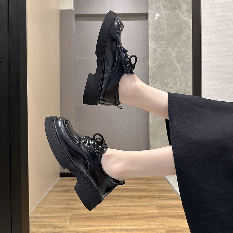 Giày Da Buộc Dây Đế Dày Chống Trượt Phong Cách Anh Quốc Cho Nữ