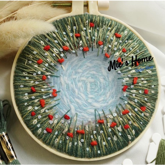 Bộ Kit Gói Dụng Cụ Tự Thêu Tay Thủ Công bạn tập làm tranh trang trí Phong Cảnh - Nguyên liệu DIY Handmade Embroidery MIE
