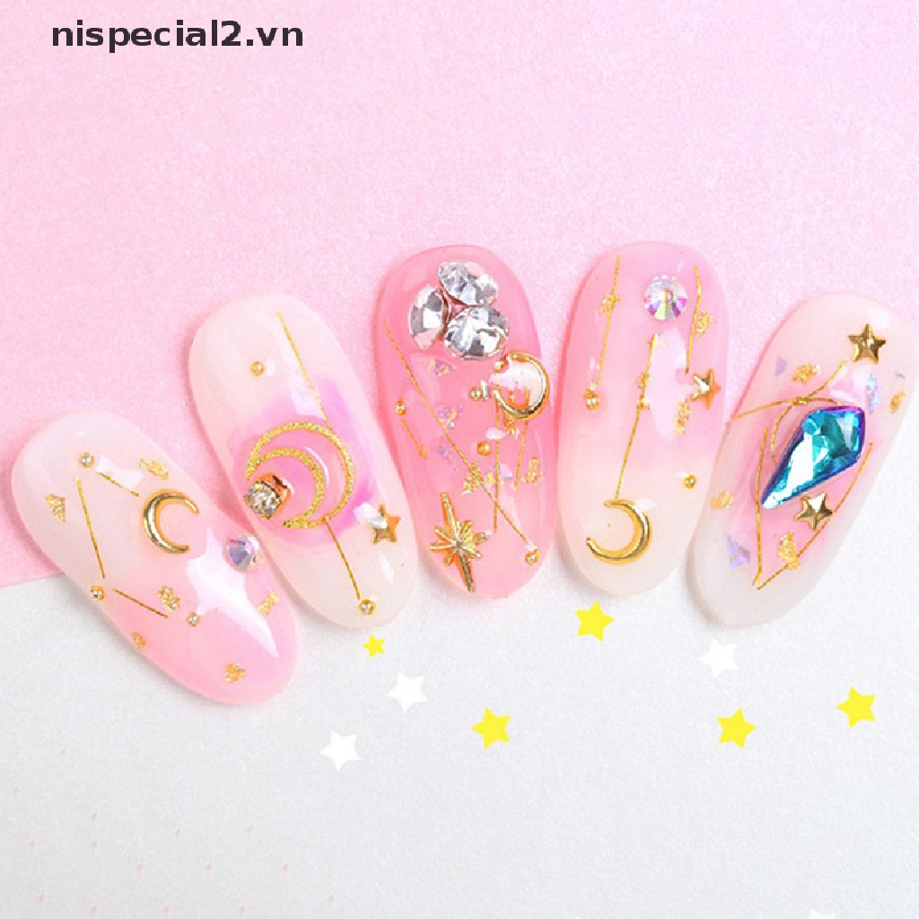 [nispecial2] Hạt Kim Sa Hình Ngôi Sao Mặt Trăng Trang Trí Móng Tay Nghệ Thuật [VN]