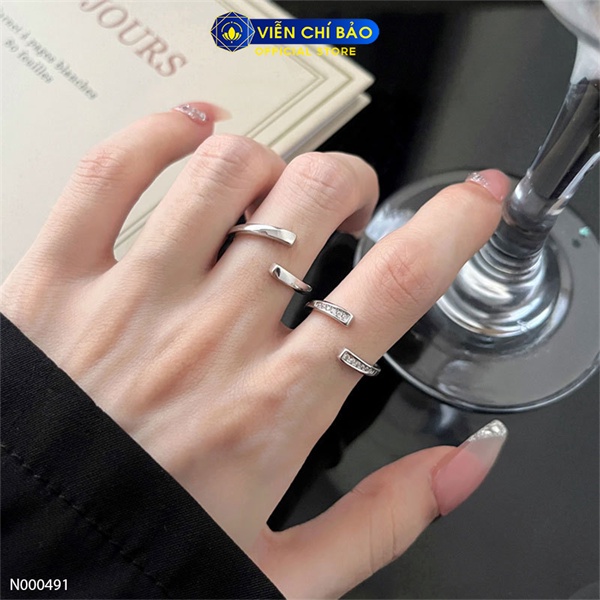 Nhẫn bạc nữ Lazy đính đá chất liệu bạc 925 thời trang phụ kiện trang sức Viễn Chí Bảo N000491