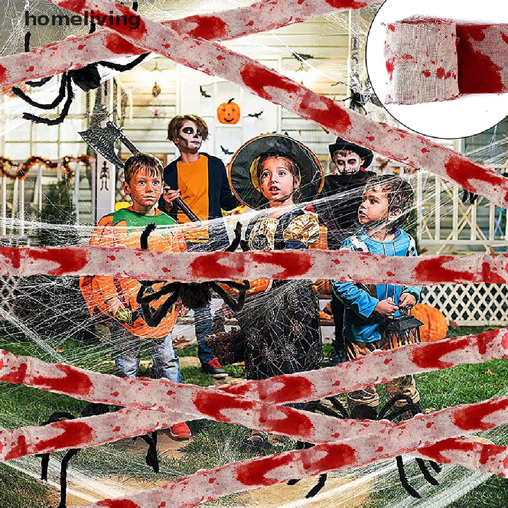 Rèm Cửa Sổ Bằng Vải Gạc Họa Tiết Máu Đáng Sợ Trang Trí Halloween