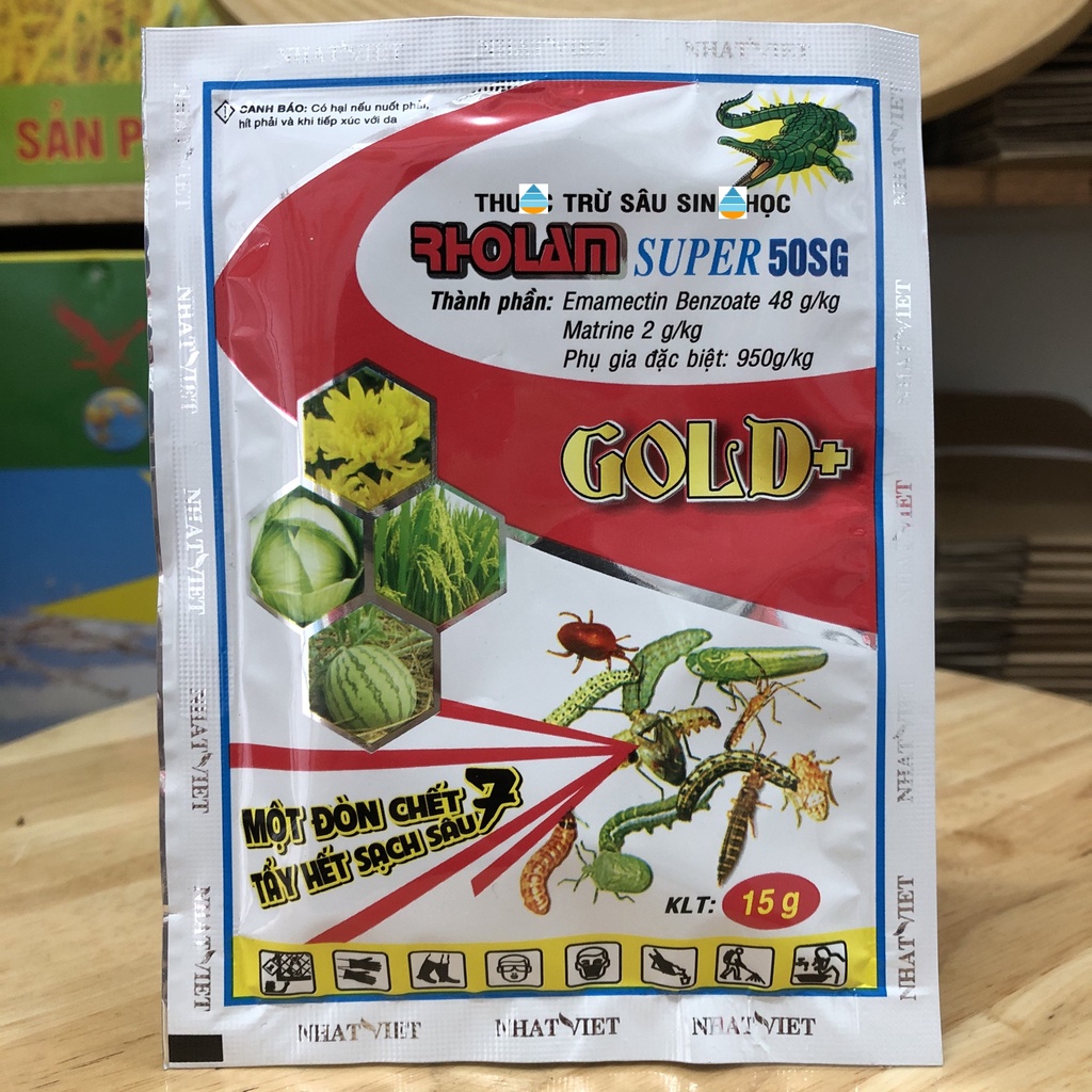 Chế phẩm trừ sâu xanh, sâu ăn lá, sâu cuốn lá gây hại rau màu, hoa cây cảnh Rholam 15g