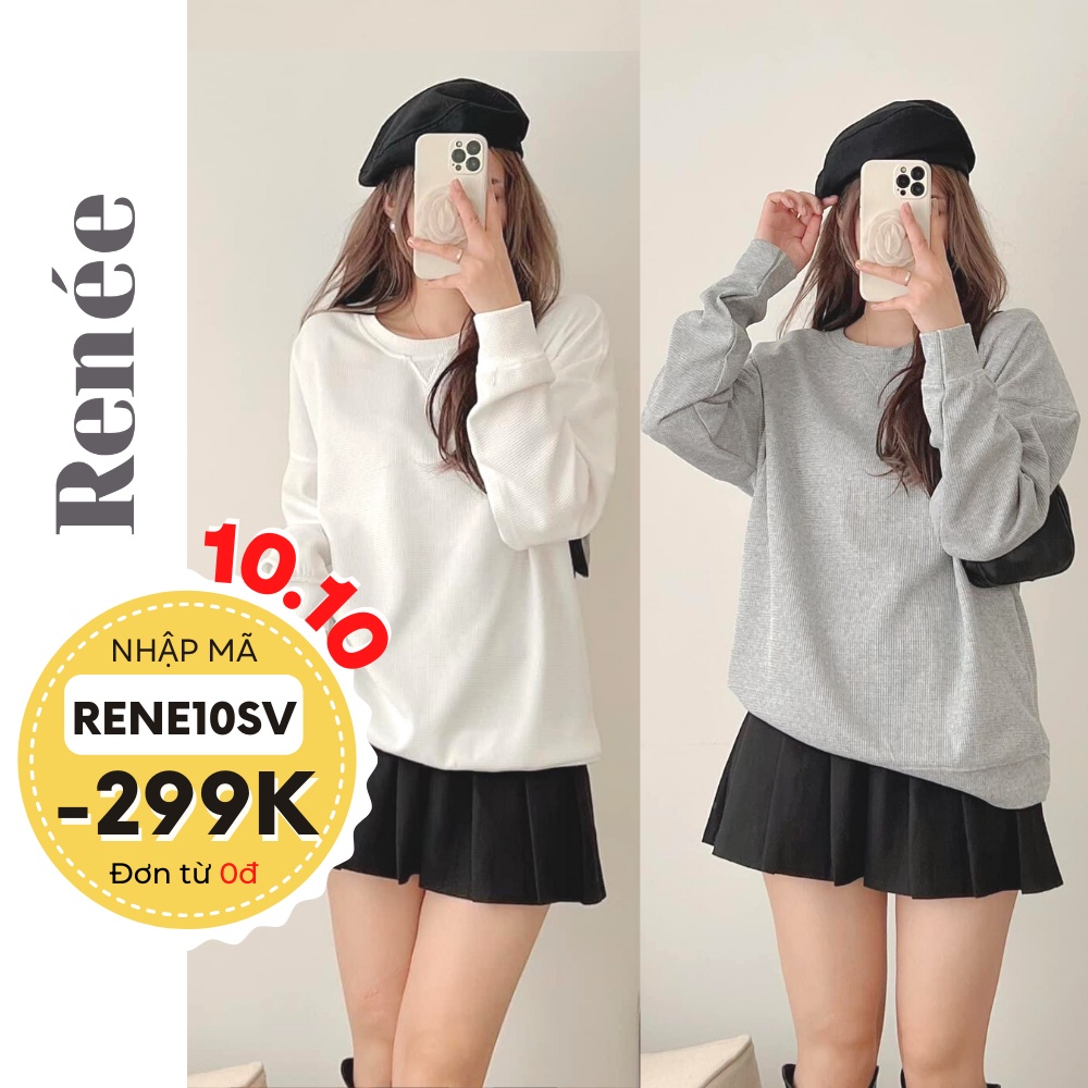 Áo sweater nữ áo khoác nỉ tổ ong form rộng cổ tròn cực xinh thời trang nữ Renee - A085