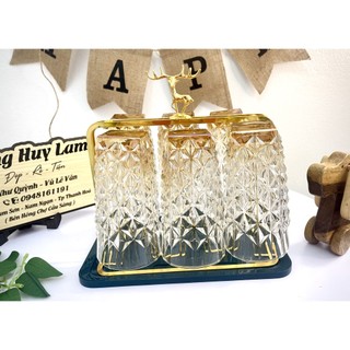 Set /bộ 6 cốc thủy tinh cao decor cao cấp chịu nhiệt uống nước, uống trà ctt06