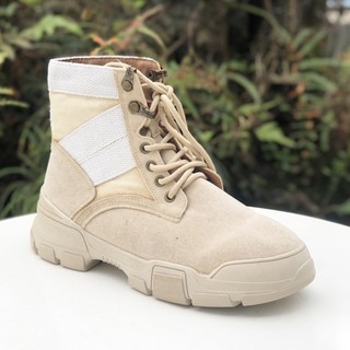 Giày boot nữ cổ thấp da lộn hiện đại 20464