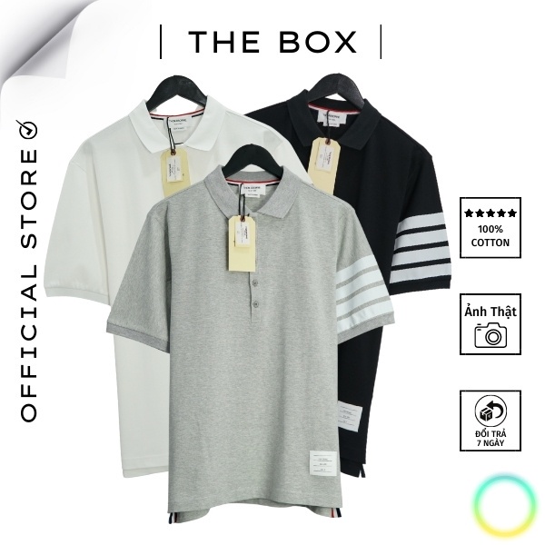 Áo thun polo có cổ unisex TH0MBROWNE 4 sọc tay 100% Cotton (Bản Chuẩn 1:1 Trung) || THE BOX STUDIO