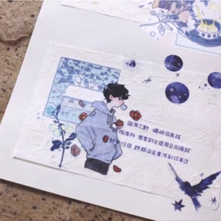 Chiết washi tape hoạ tiết chàng trai và hoa