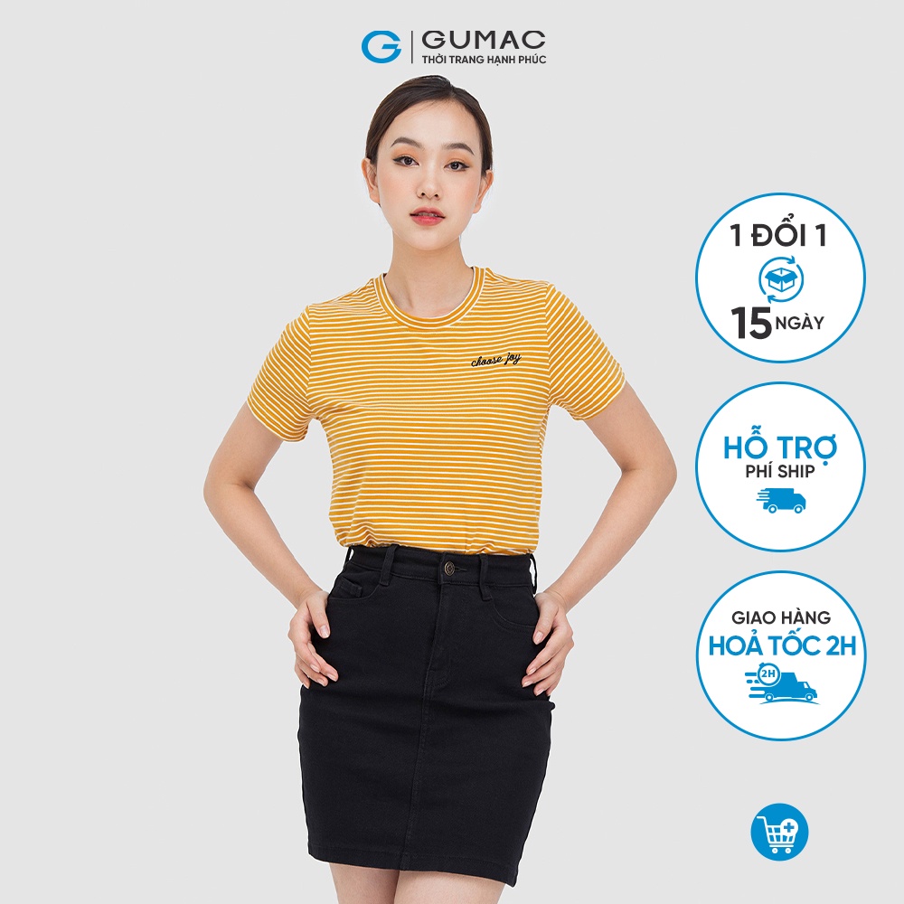 Áo thun sọc thêu chữ ATC05065 thời trang GUMAC
