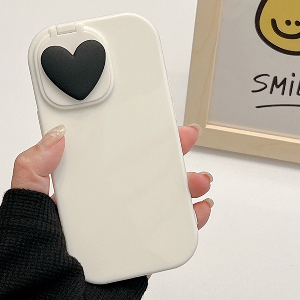 Ốp Điện Thoại TPU Dẻo Họa Tiết Trái Tim 3D Màu Sắc Ngọt Ngào Kèm Gương Chống Sốc Cho Iphone 11 12 13 14 Pro Max