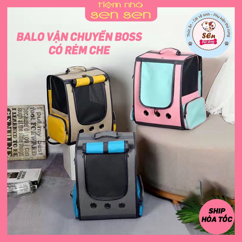 Balo vận chuyển chó mèo, balo đựng mèo, lưới thoáng khí, có rèm che nắng, bảo hành 1 năm